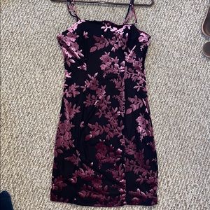 Floral velvet mini dress